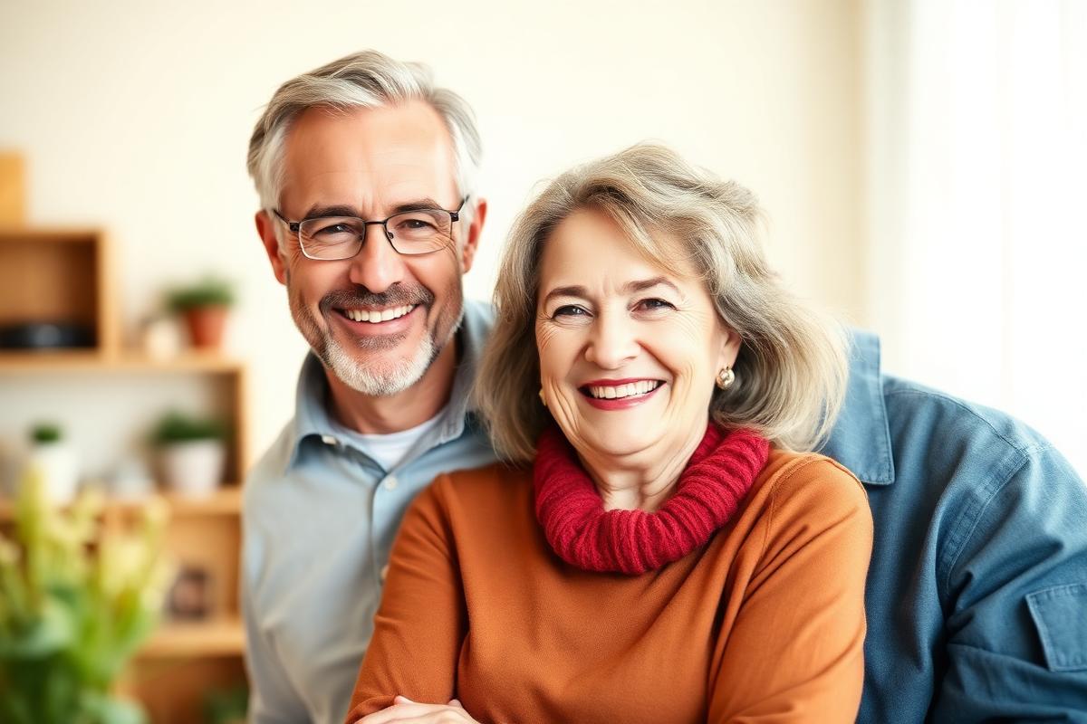 Happy confident couple at home enjoying life together